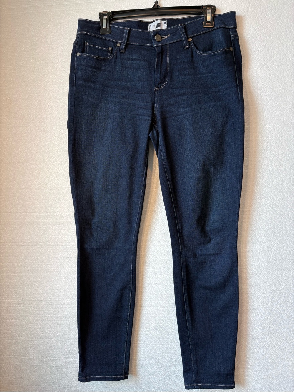 PAIGE Verdugo Skinny Ankle Jeans, Dark Denim, size 30 with 28 inch inseam